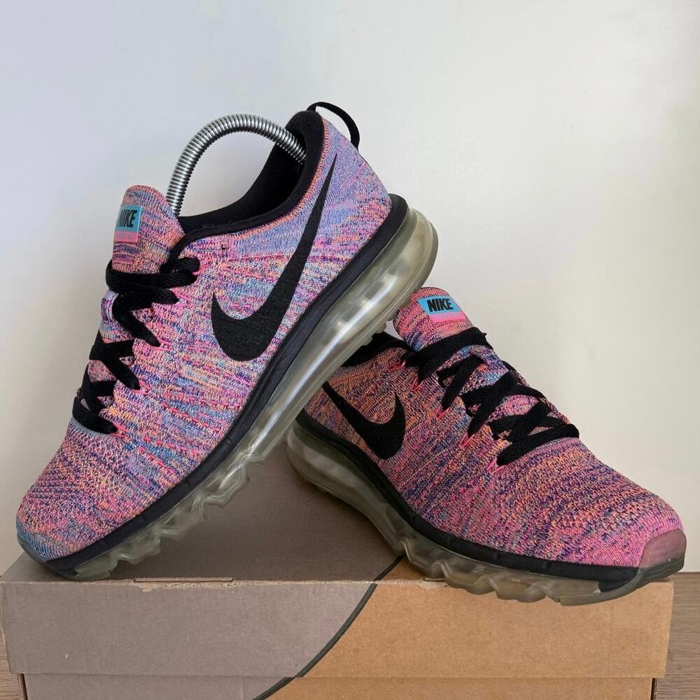 RARE 2015 Nike Flyknit Max MultiColor Women Running Sneakers - SZ 9